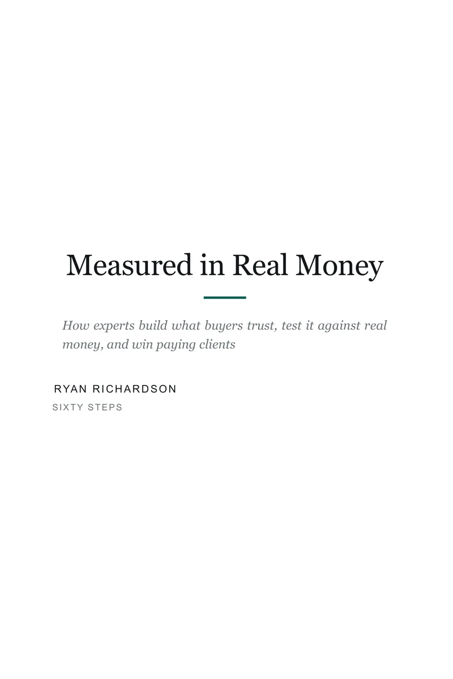 Title page of Measured in Real Money