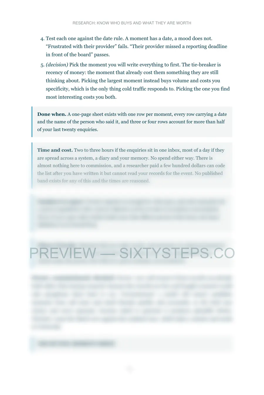 Preview page 1 from Research: know who buys and what they are worth