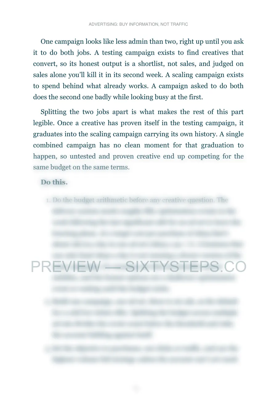 Preview page 1 from Advertising: buy information, not traffic